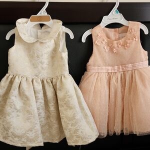 Baby Girl Dresses Cream Gold Brocade and Pink Tulle 12 To 18 Months